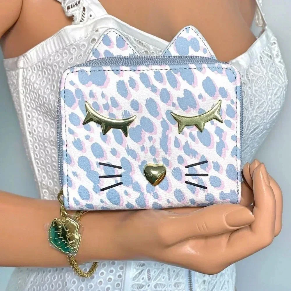 Betsey Johnson Leopard Print Kitty Cat Bag Wallet NWT